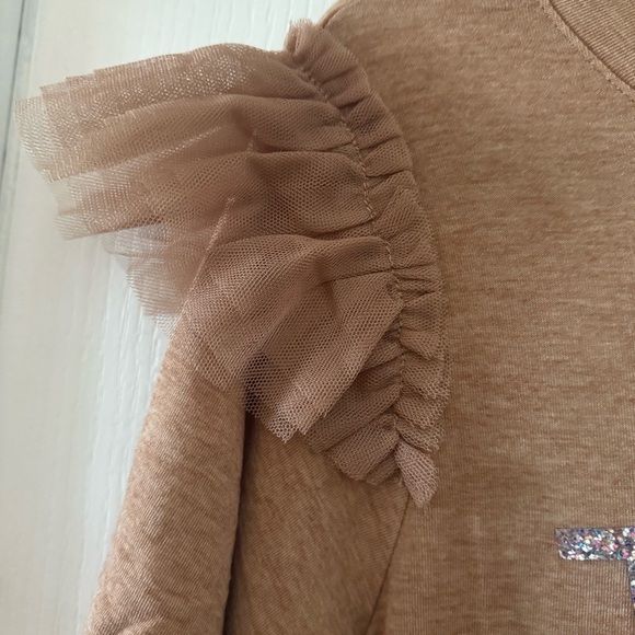 MIA JOY Tan 'Très Chic' Ruffle Sleeve Dress Size: 14 - Picture 7 of 10